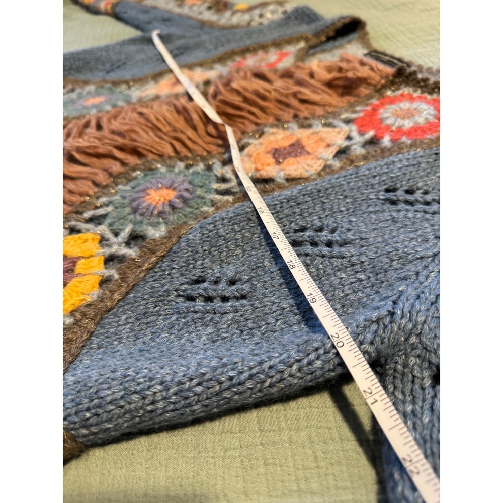 Peruvian Connection Lookout Mountain Bolero Alpaca Crochet Fringe Cardigan Boho - Picture 6 of 8